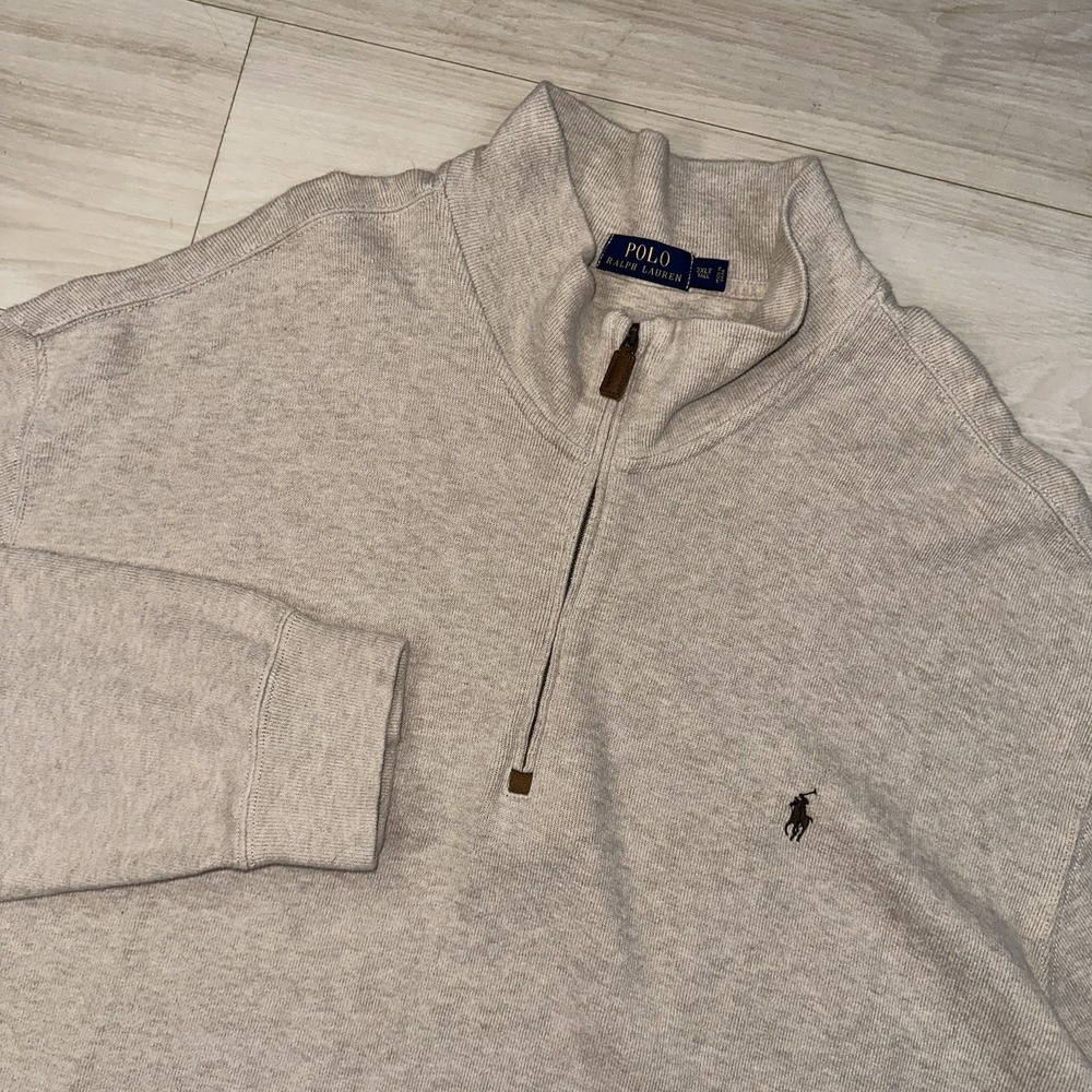 Polo Ralph Lauren Men's Quarter Zip Cream Sweater Size 3XLT Tall Preppy Spring